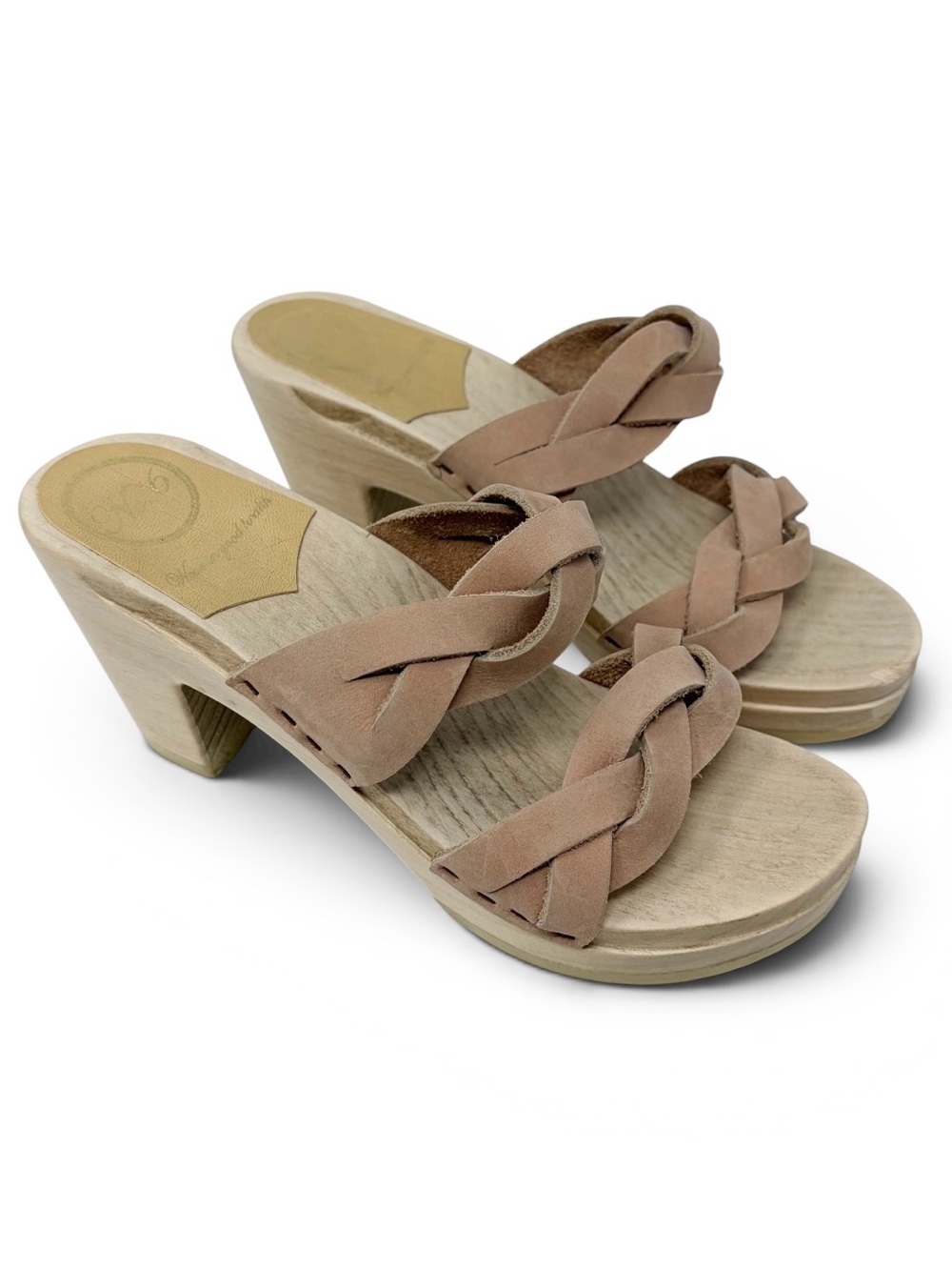 No. 6 Braided Suede and Wood Clog Sandals